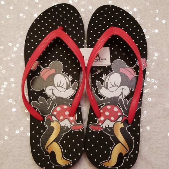 Disney Shoes - Disney Parks Minnie Mouse Polka Dot Flip Flops